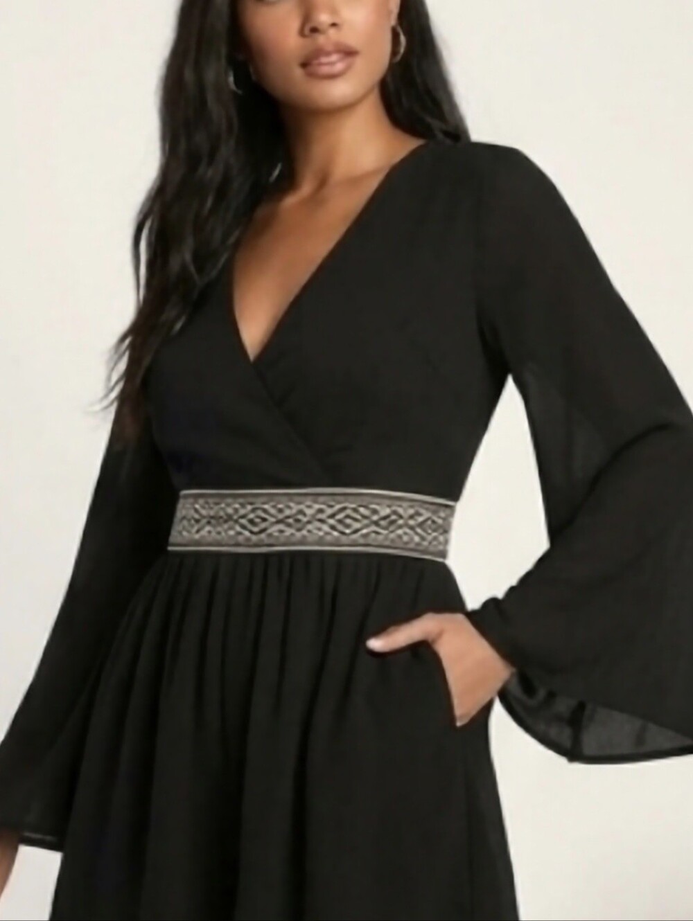 NWT Coveted Clothing Black Wrap Romper with Embroidered Waist, With Lined Shorts